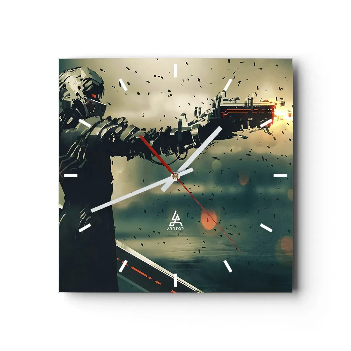 Ceas de perete - Ceas pe sticlă - Armă letală - propriul tău Terminator - 30x30 cm