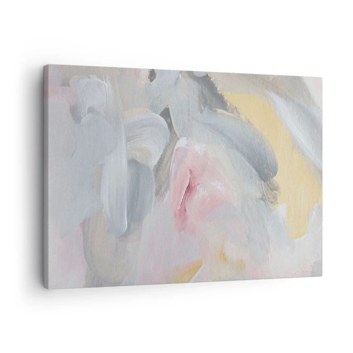 Tablou pe pânză Canvas - Tușe pastelate abstracte în nuanțe de roz și gri. - 70x50cm - Într-o lume de pastel - Decorațiune modernă pentru perete pentru living și dormitor ARTTOR