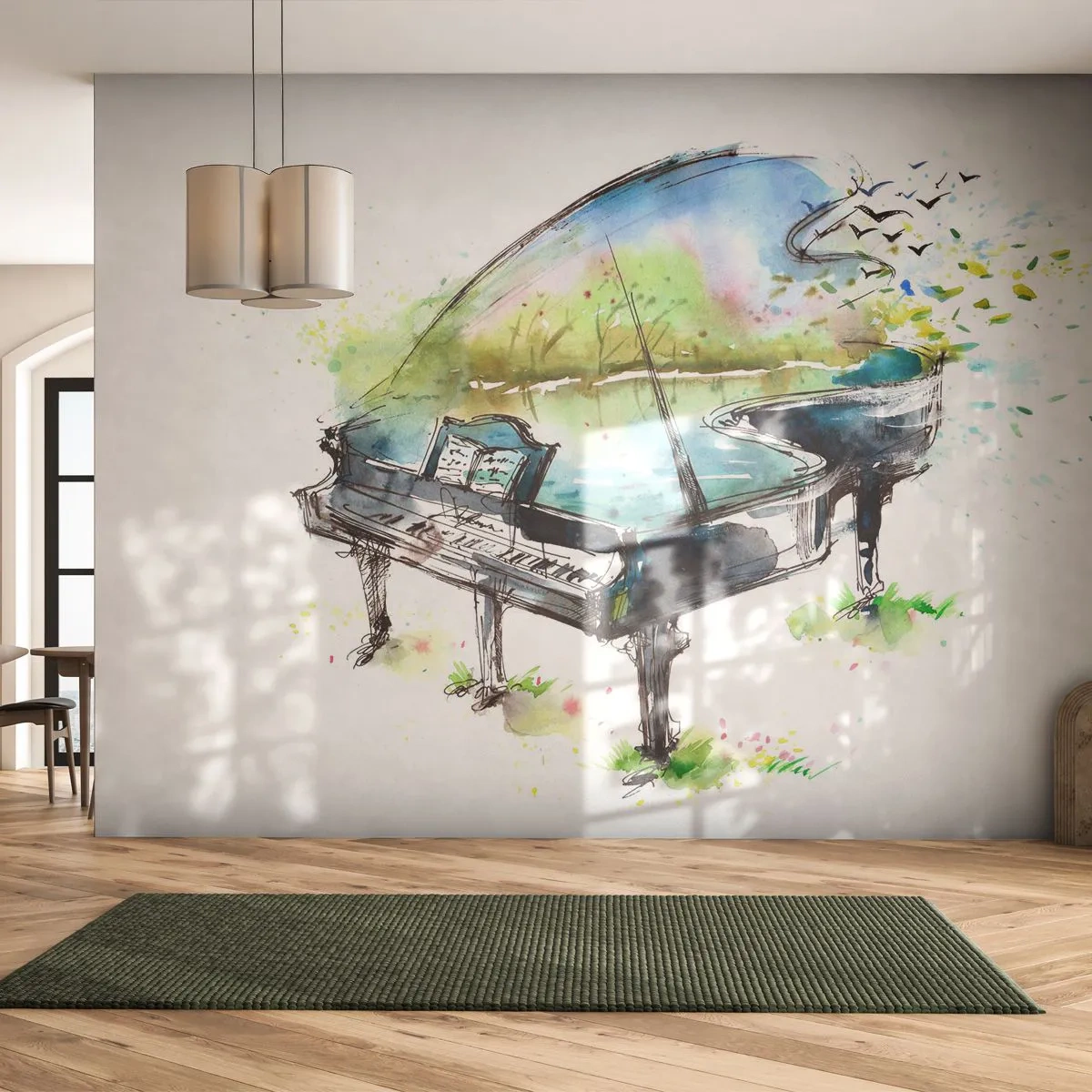 Tapet Autoadeziv Deluxe Sticker - Încântat de muzică - Pian, Abstracția, Muzică - 250x175 cm