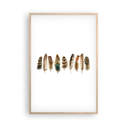 Poster în ramă de stejar deschis - Variație cu pene - 61x91 cm