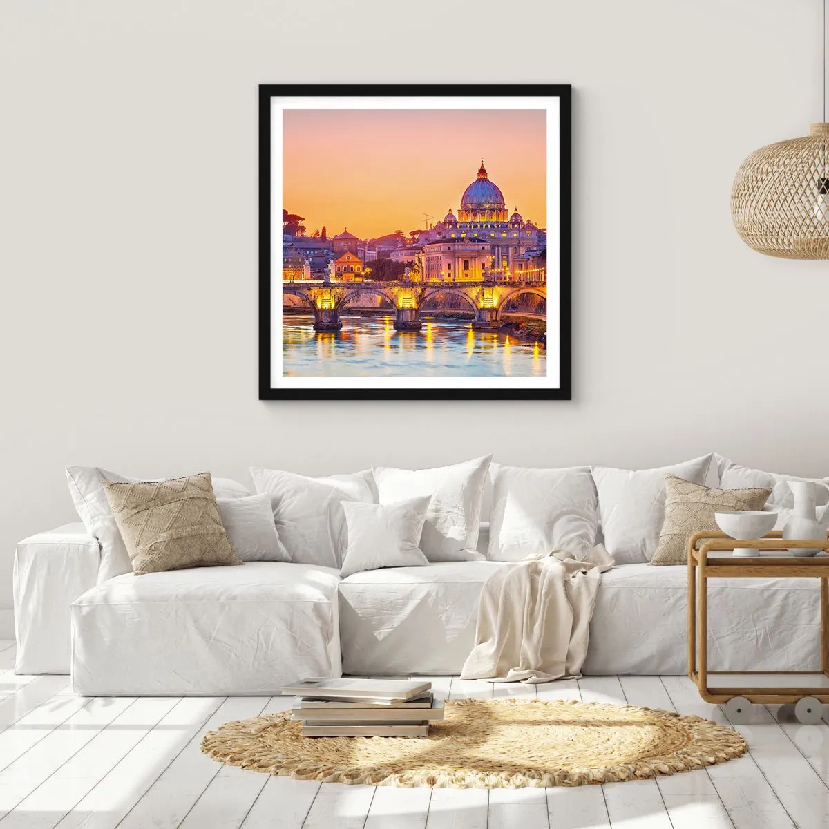 Poster în ramă neagră - Amurg deasupra Orașului Etern - 30x30 cm