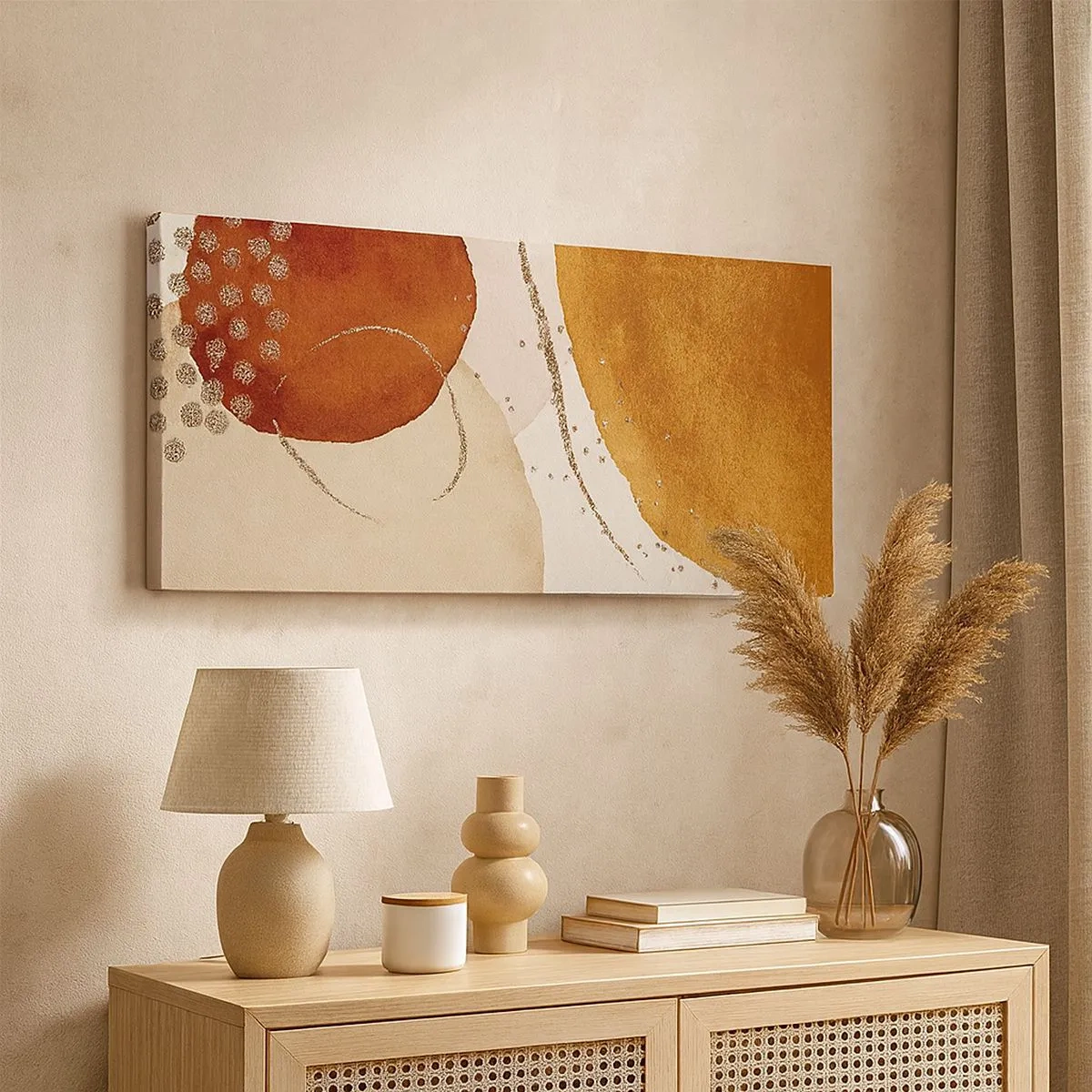 Tablou pe pânză - Rotunjime și mișcare - 100x40 cm