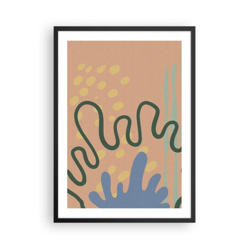 Poster în ramă neagră - Compoziție abstractă în culori calde - 50x70cm - Abstracție: diversitatea naturii - Decorațiune modernă pentru perete pentru living și dormitor ARTTOR