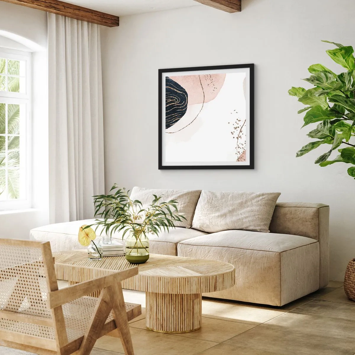 Poster în ramă neagră - Totul curge - 40x40 cm