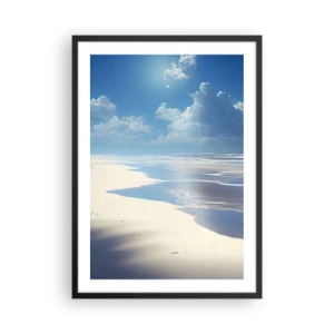 Poster în ramă neagră - O plajă însorită cu cerul reflectat în apă - 50x70cm - Vacanță în paradis - Decorațiune modernă pentru perete pentru living și dormitor ARTTOR