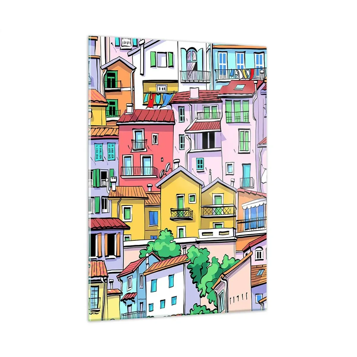 Tablou pe sticlă - Oraș vesel - 50x70 cm