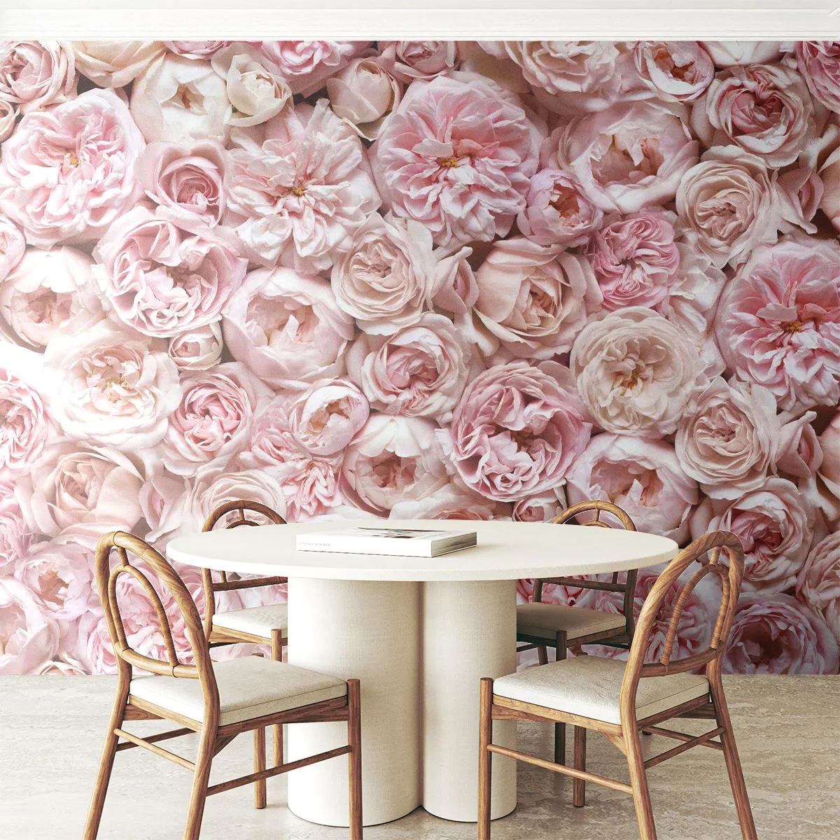 Tapet Standard Eco - Trandafiri pastelați, aranjați dens, în nuanțe de roz - 100x70cm - Presărat cu trandafiri - Decorațiune modernă pentru perete pentru living și dormitor ARTTOR
