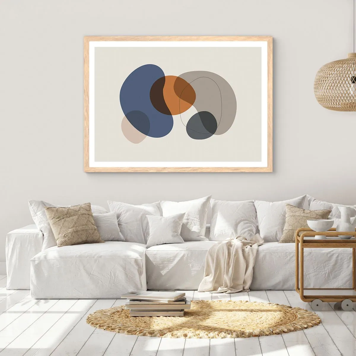 Poster în ramă de stejar deschis - Picături de culoare - 91x61 cm