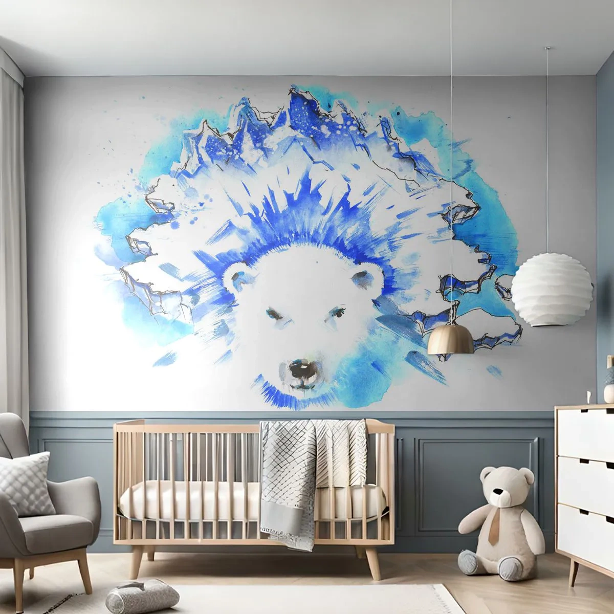 Tapet Autoadeziv Deluxe Sticker - Regele Arcticii într-o coroană de gheață - Abstracția, Urs polar, Antarctica - 250x175 cm