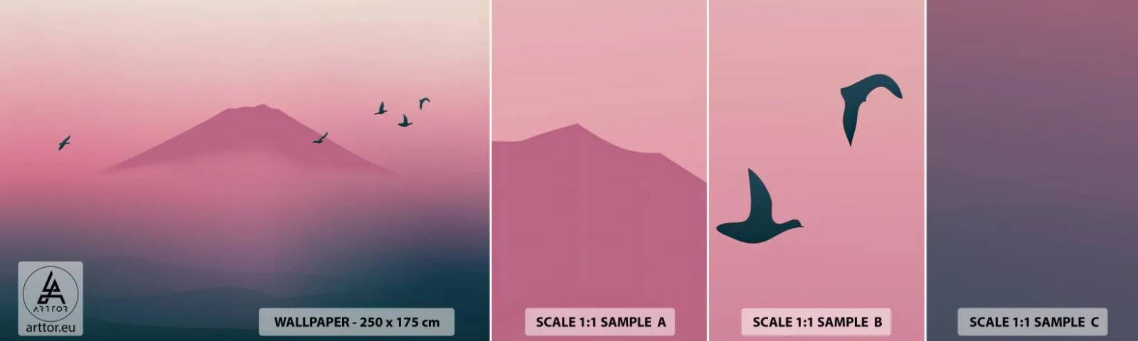 Mostră de Tapet Standard Eco - Călători deasupra norilor - Abstracția, Peisaj, Varful muntelui - 100x30 cm