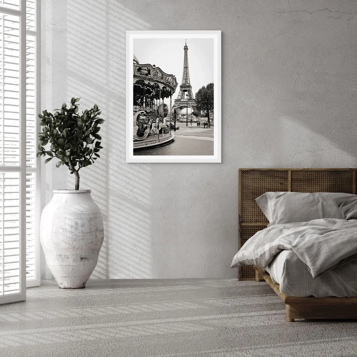 Poster în ramă albă - Distracții retro pariziene - 40x50 cm