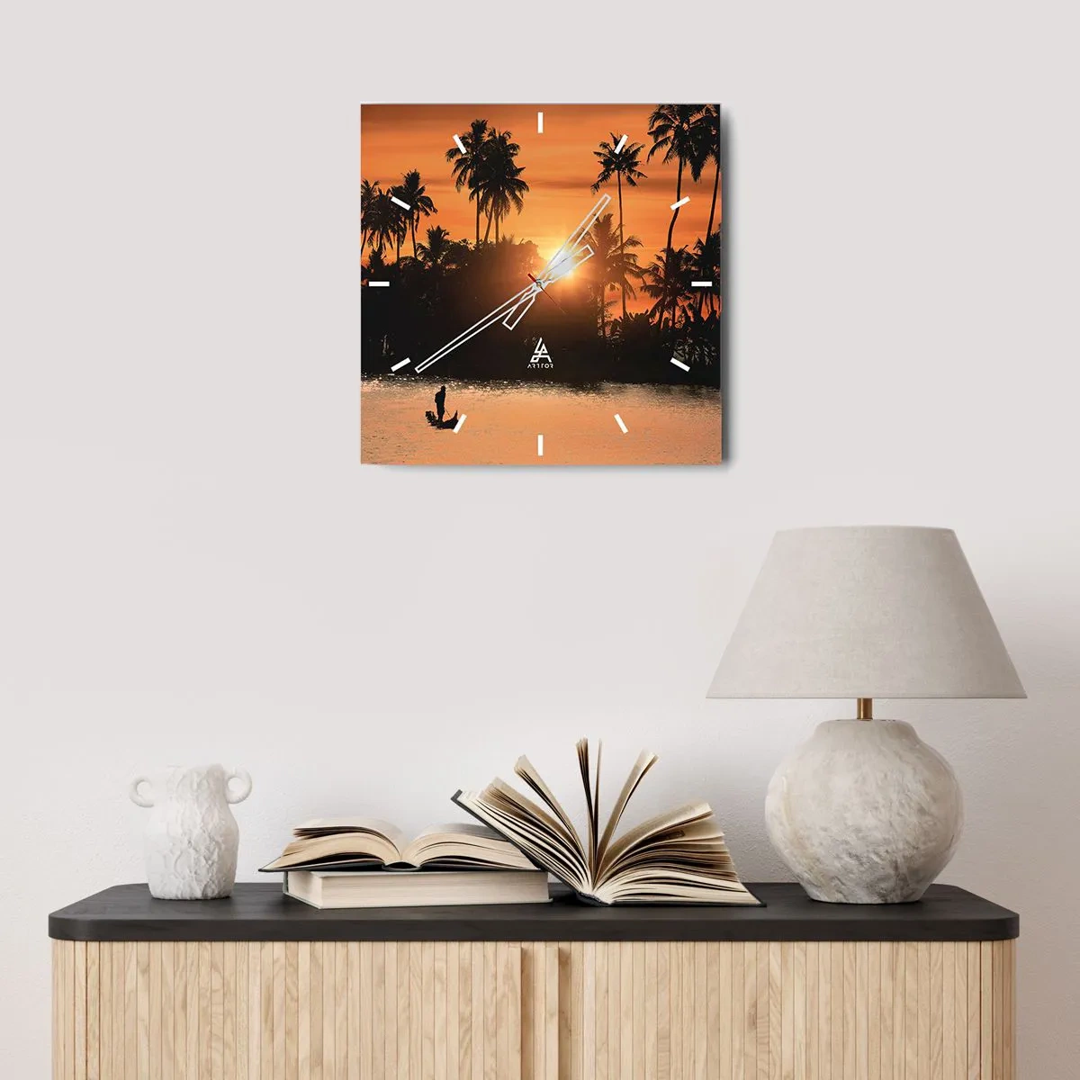 Ceas de perete - Ceas pe sticlă - Timp de relaxare - 30x30 cm