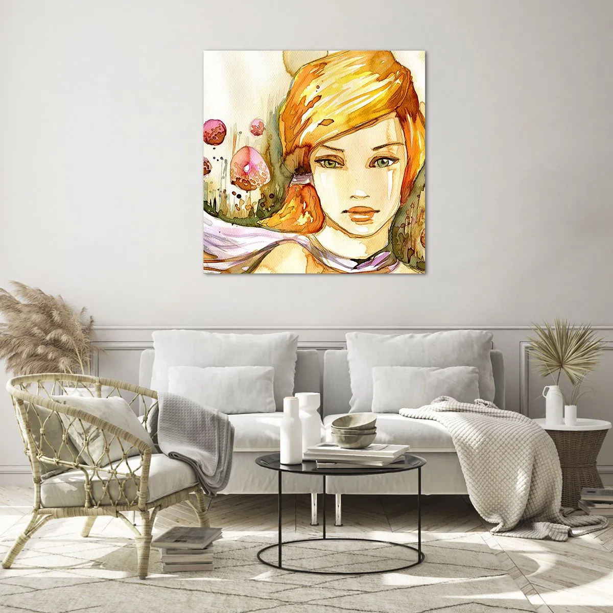 Tablou pe sticlă - Privirea de smarald care reduce la tăcere furia - 70x70 cm