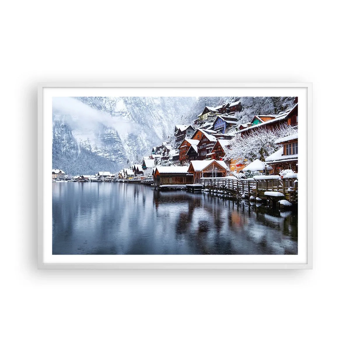 Poster în ramă albă - În decor de iarnă - 91x61 cm