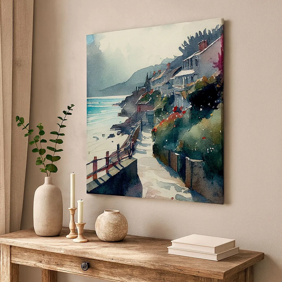 Tablou pe pânză - Orășel mediteraneean - 30x30 cm