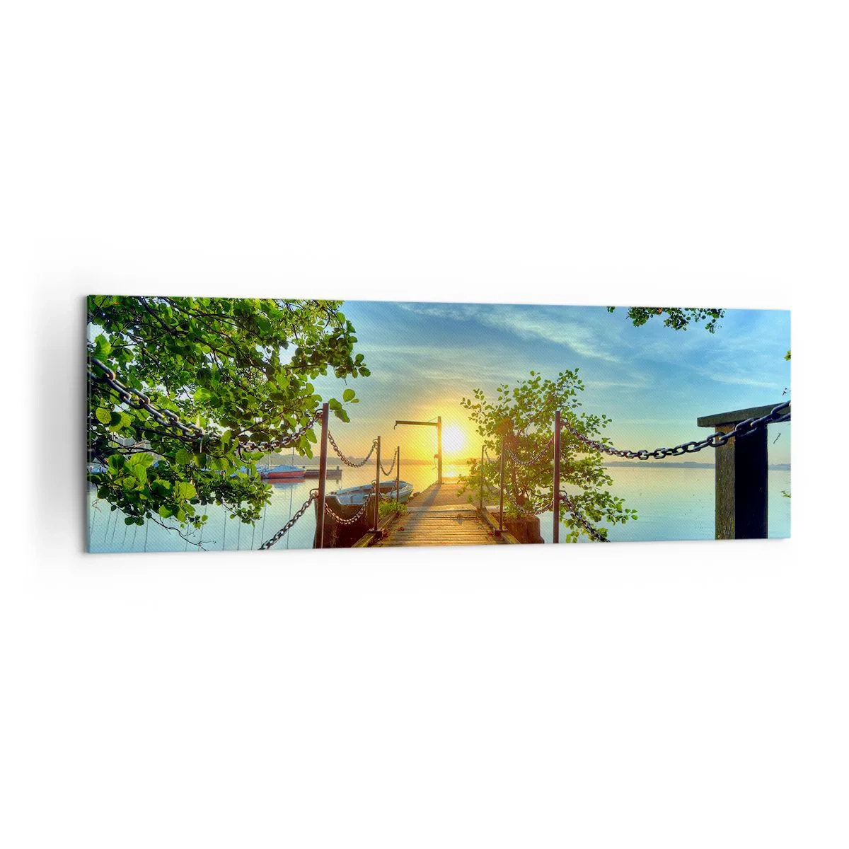 Tablou pe pânză - Apusul la malul apei - 160x50 cm