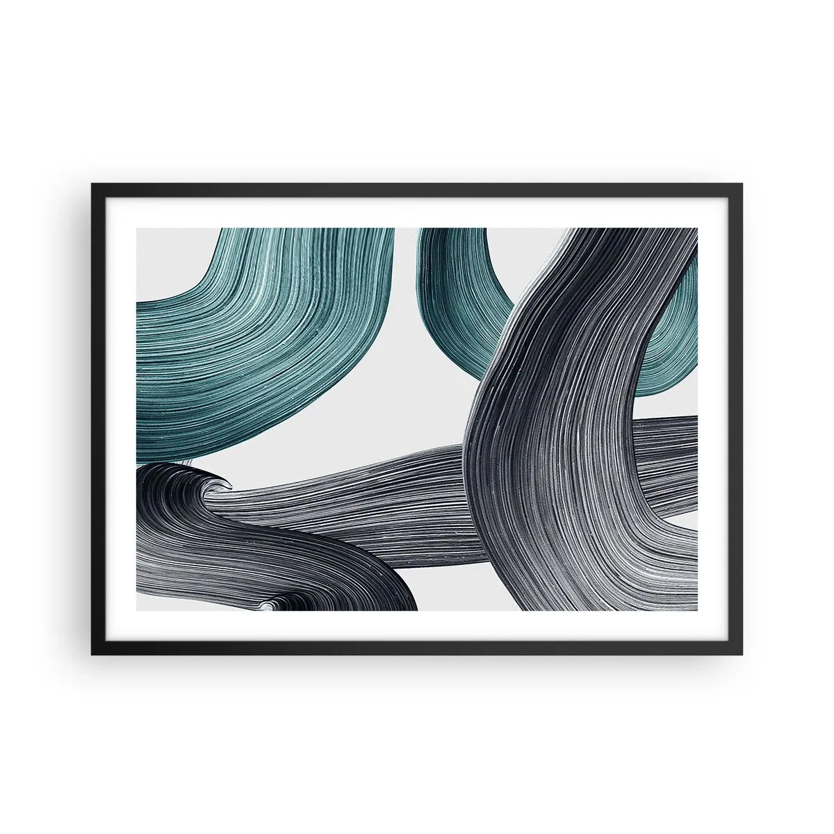 Poster în ramă neagră - Trasee de smarald și negru - 70x50 cm