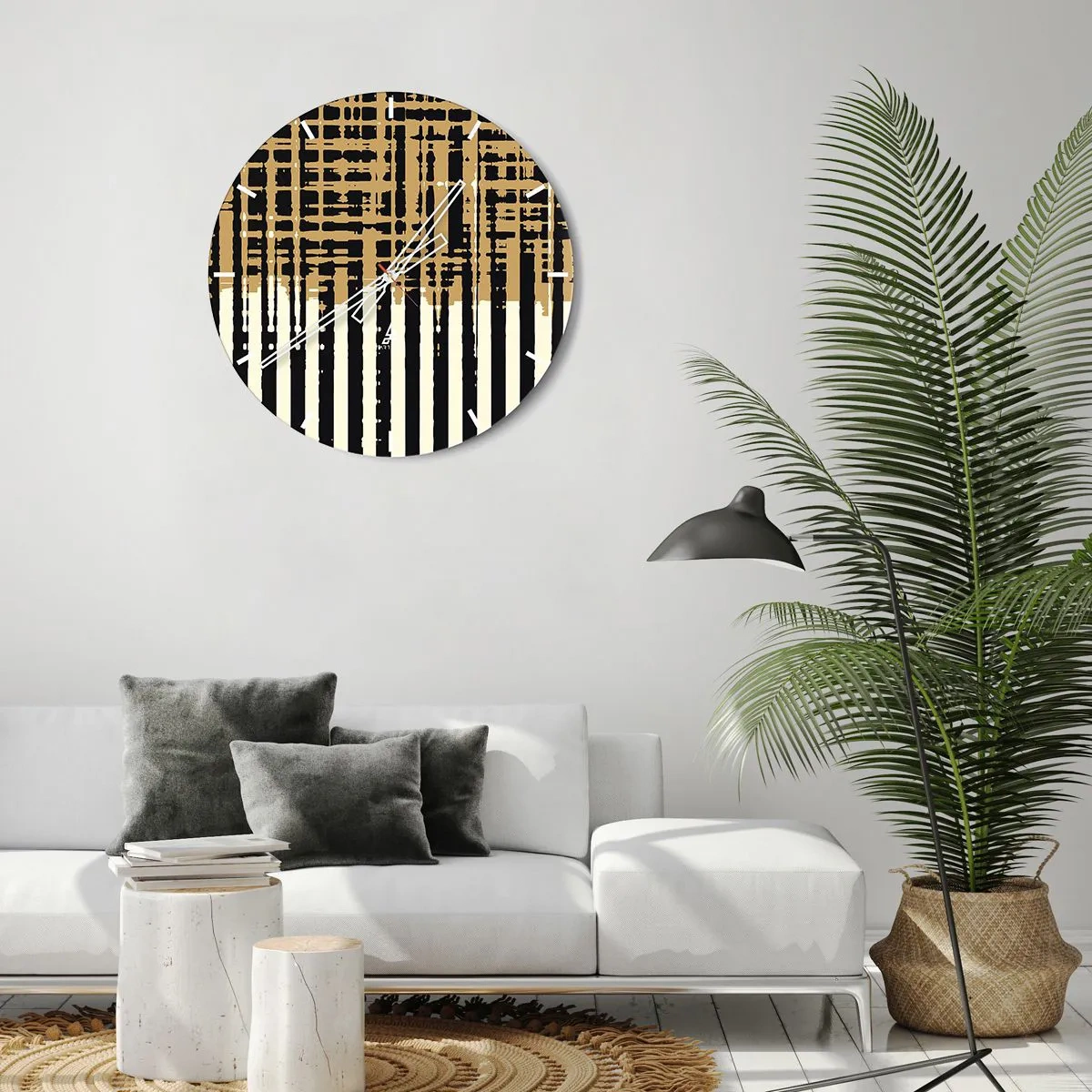 Ceas de perete - Ceas pe sticlă - Abstracție arhitecturală - 30x30 cm