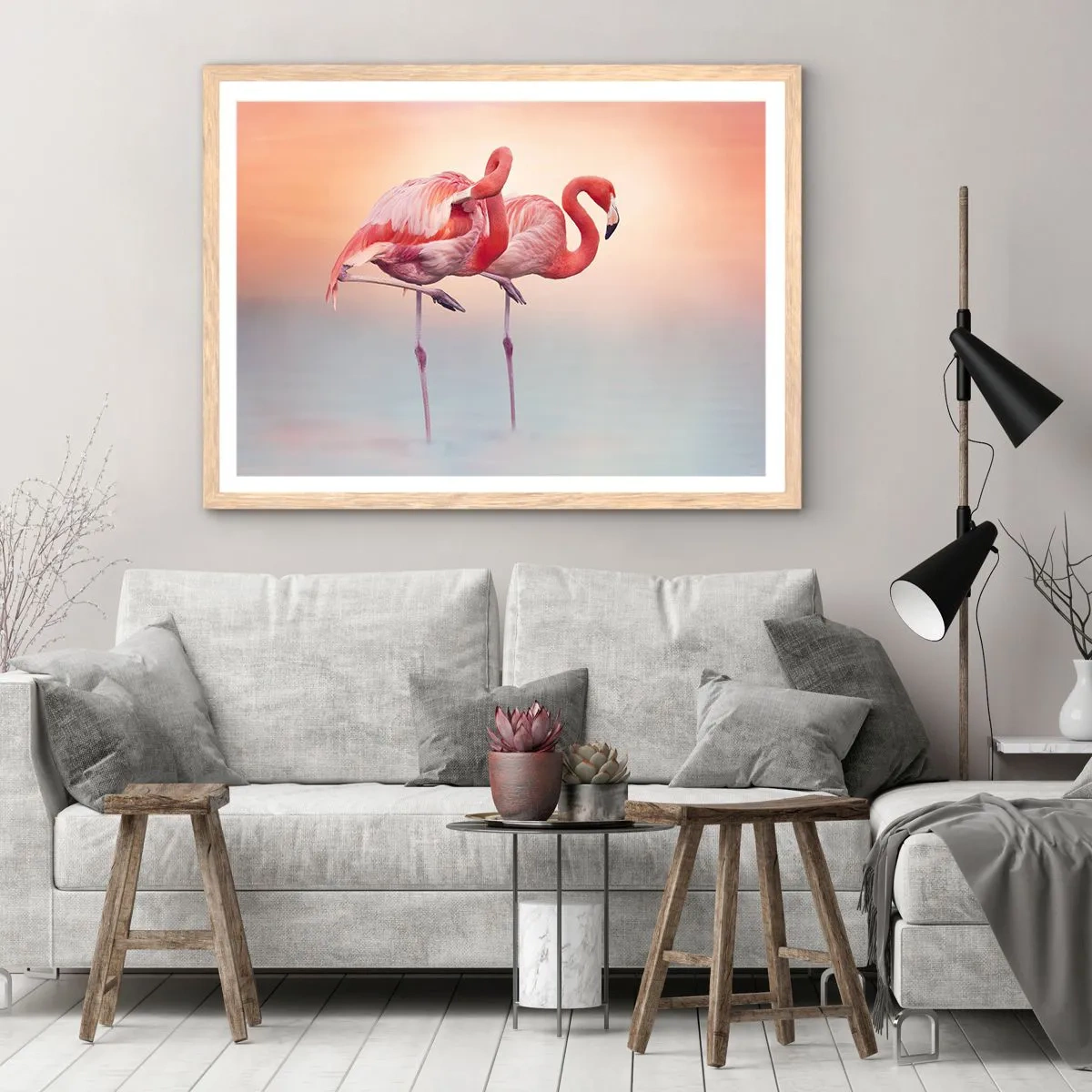 Poster în ramă de stejar deschis - În culoarea soarelui care apune - 100x70 cm