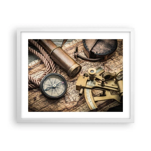 Poster în ramă albă - Stabilește cursul - 50x40 cm