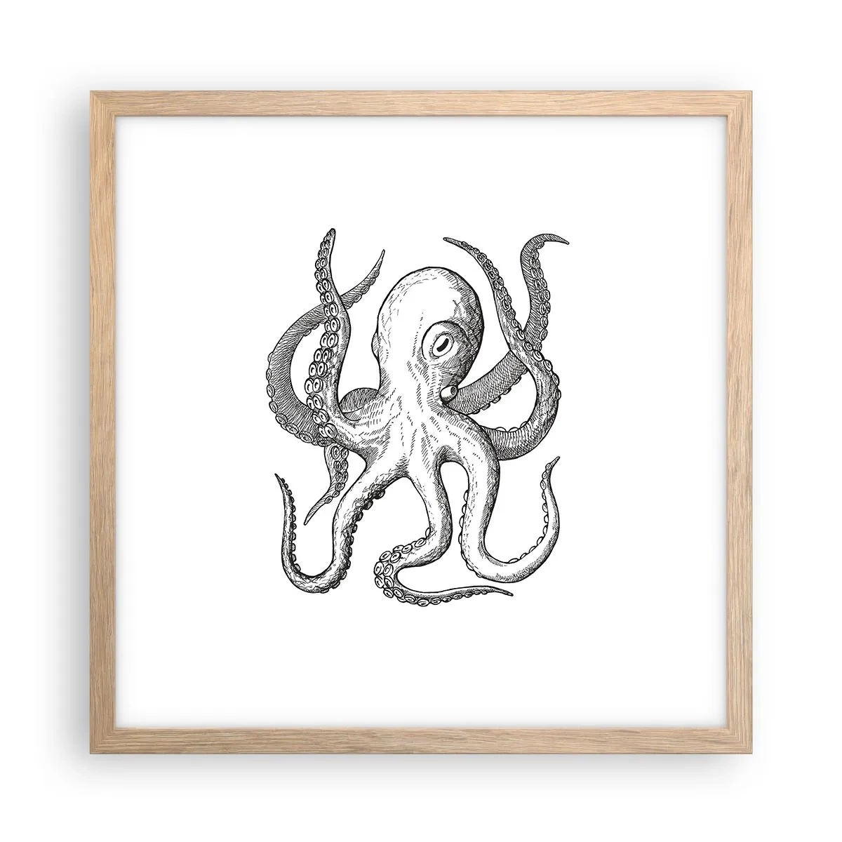 Poster în ramă de stejar deschis - Dansând cu valurile - 40x40 cm