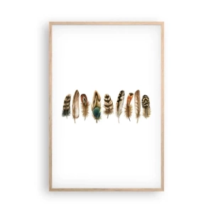 Poster în ramă de stejar deschis - Variație cu pene - 61x91 cm