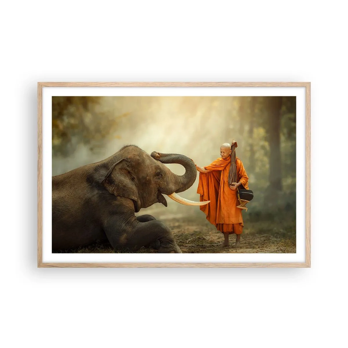 Poster în ramă de stejar deschis - Întâlnire în călătorie - 91x61 cm