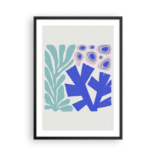 Poster în ramă neagră - Grafică stilizată a plantelor și coralilor subacvatici - 50x70cm - Grădină subacvatică - Decorațiune modernă pentru perete pentru living și dormitor ARTTOR