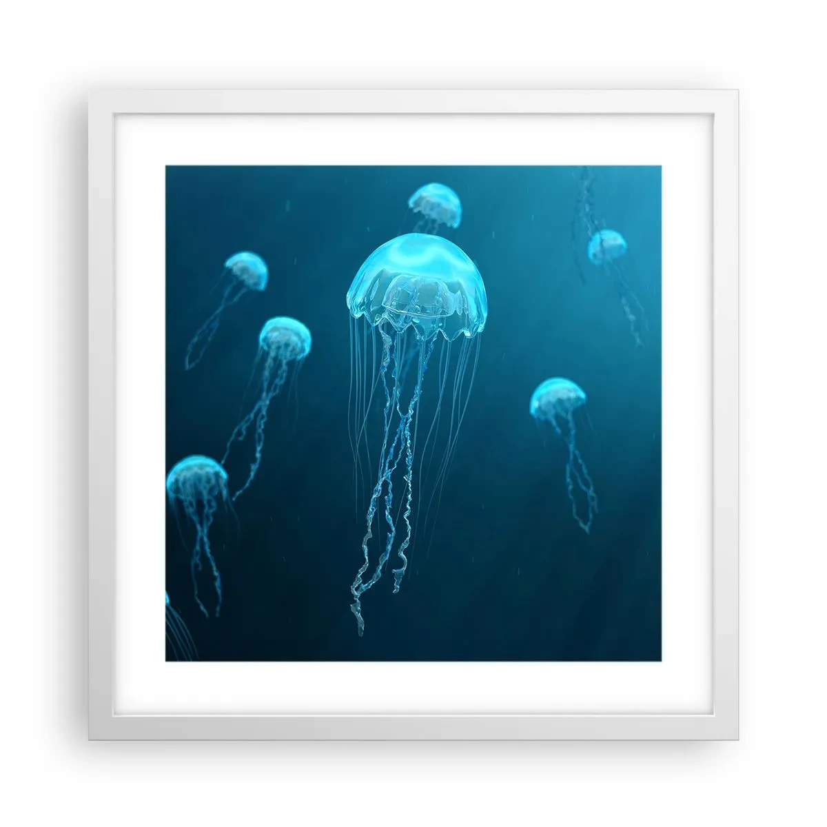 Poster în ramă albă - Dansul oceanic - 40x40 cm