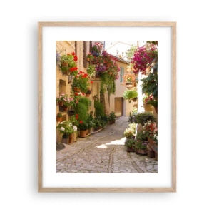 Poster în ramă de stejar deschis - Într-un potop de flori - 40x50 cm