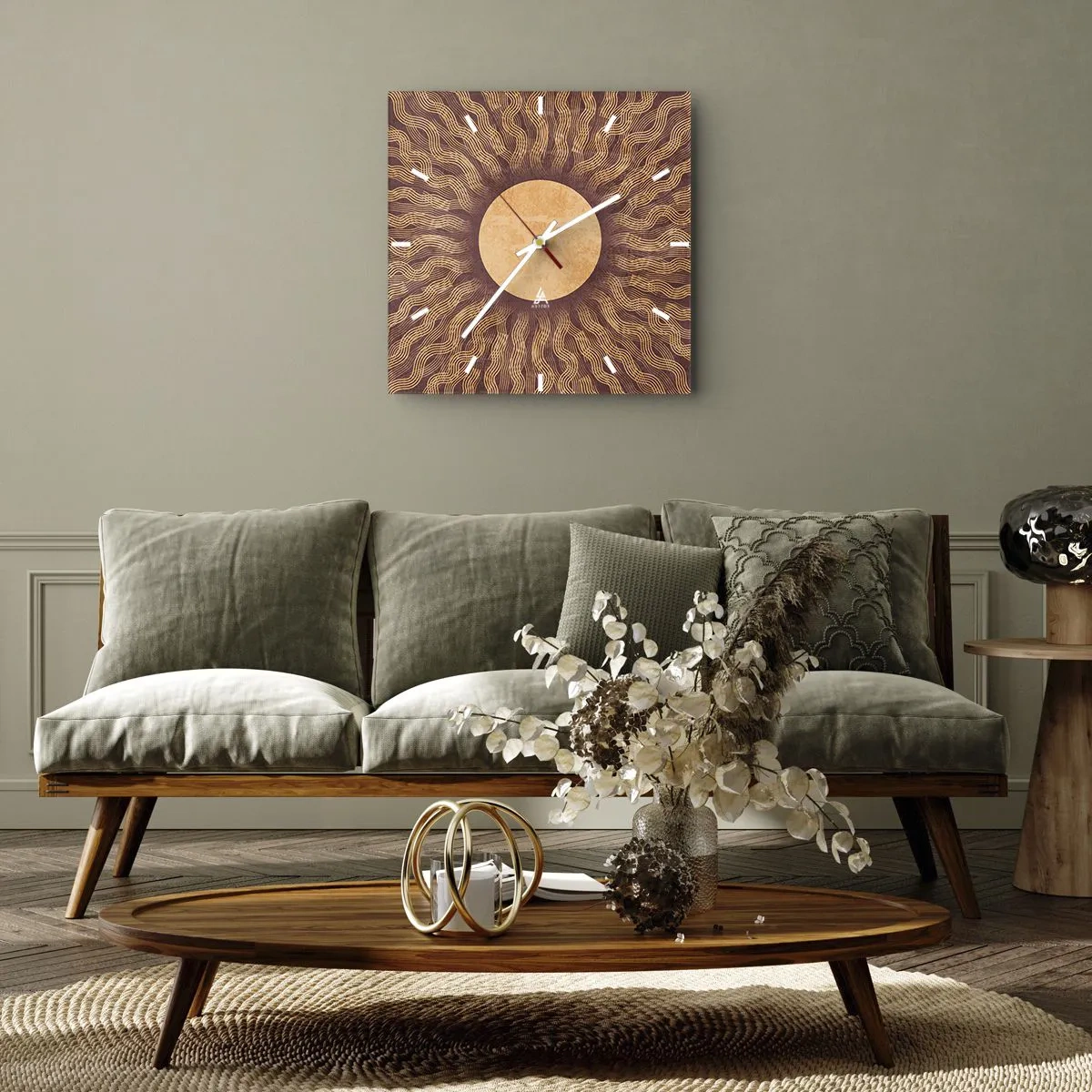 Ceas de perete - Ceas pe sticlă - Icoana soarelui - 30x30 cm