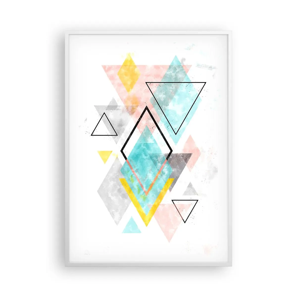 Poster în ramă albă - Joc geometric - 70x100 cm