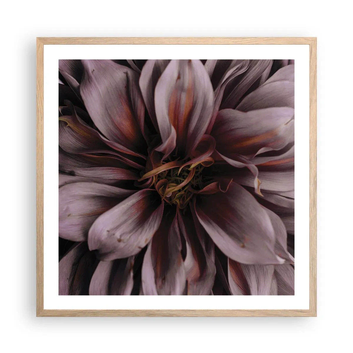 Poster în ramă de stejar deschis - Inimă florală - 60x60 cm