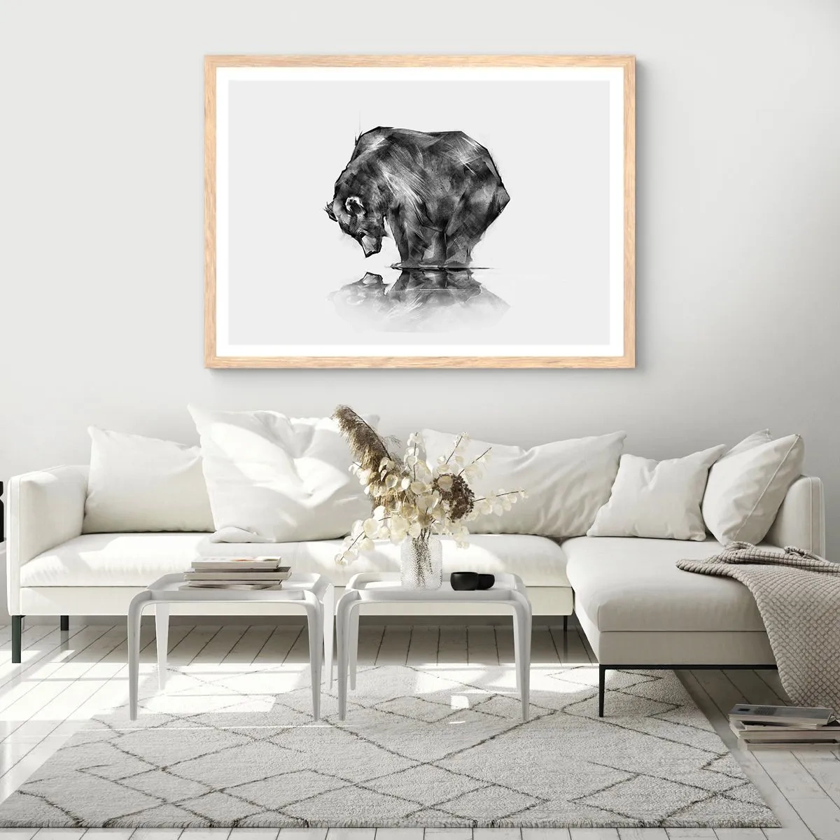 Poster în ramă de stejar deschis - Mă bucur să văd pe cineva apropiat - 100x70 cm