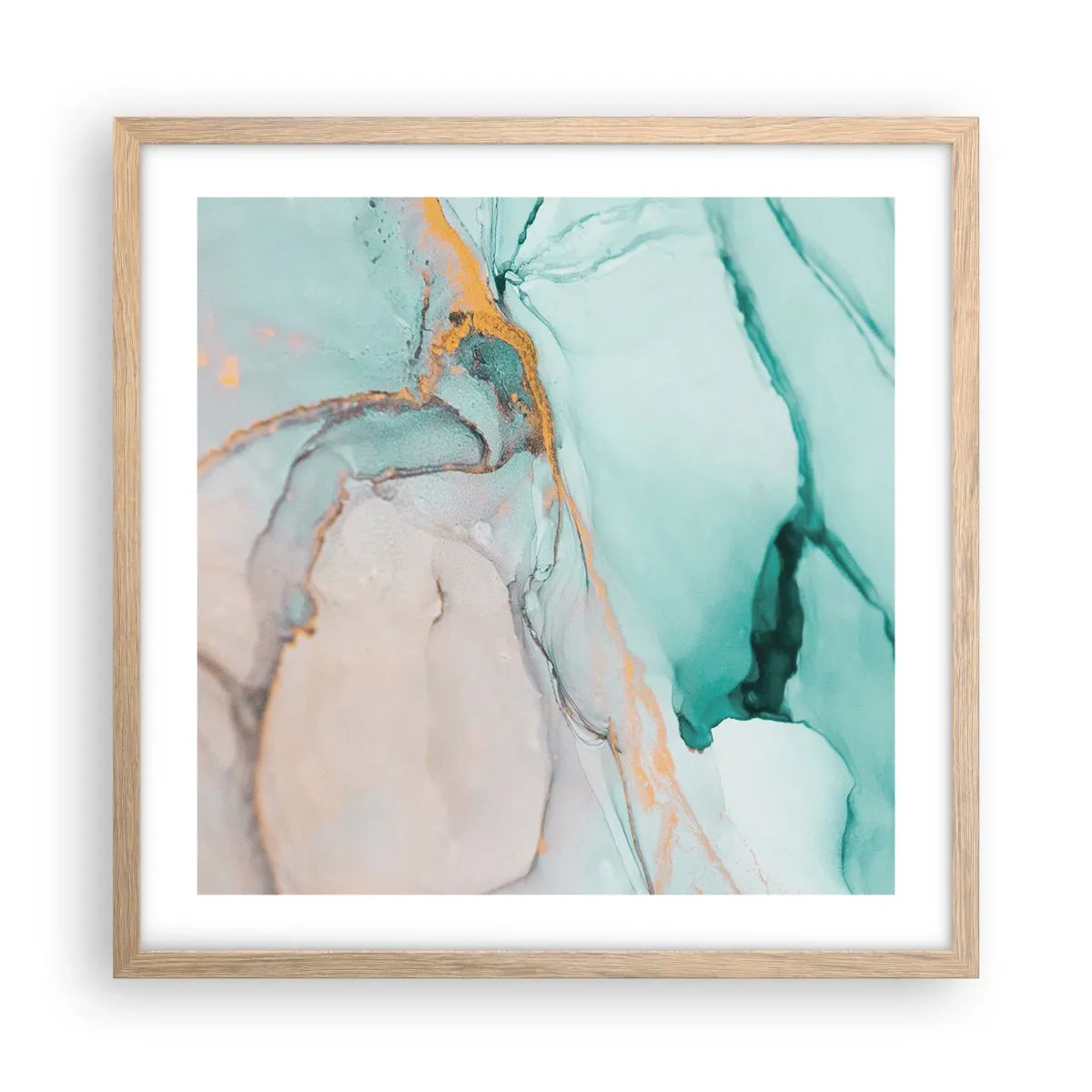 Poster în ramă de stejar deschis - Dansul formelor și al culorilor - 50x50 cm