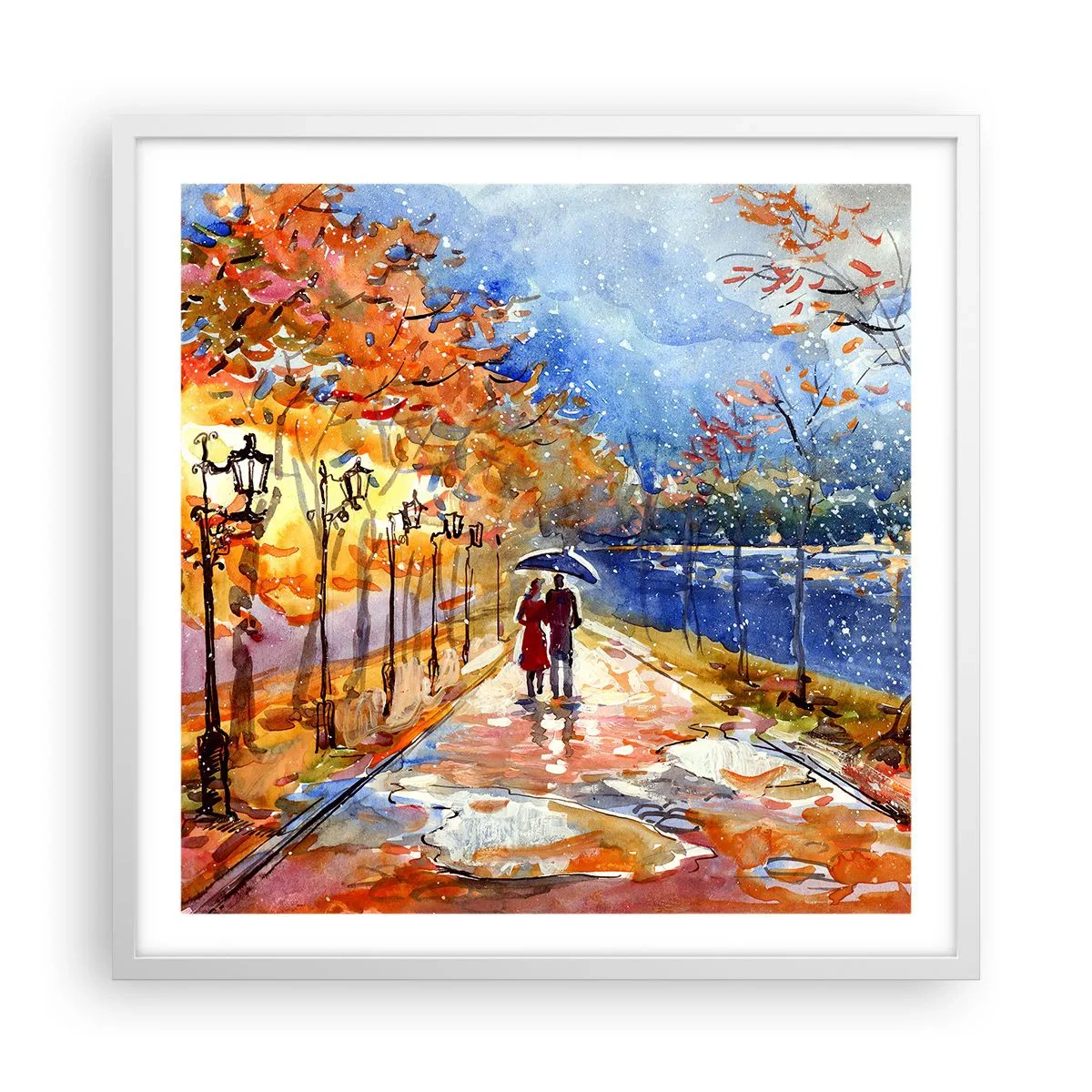 Poster în ramă albă - Împreună până la limita de timp - 60x60 cm