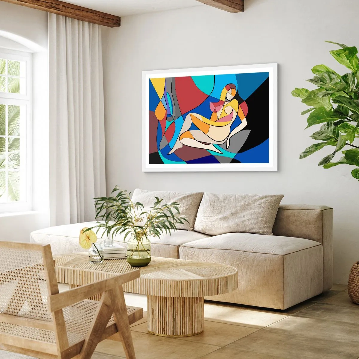 Poster în ramă albă - Nudul cubist - 91x61 cm