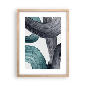 Poster în ramă de stejar deschis - Trasee de smarald și negru - 30x40 cm