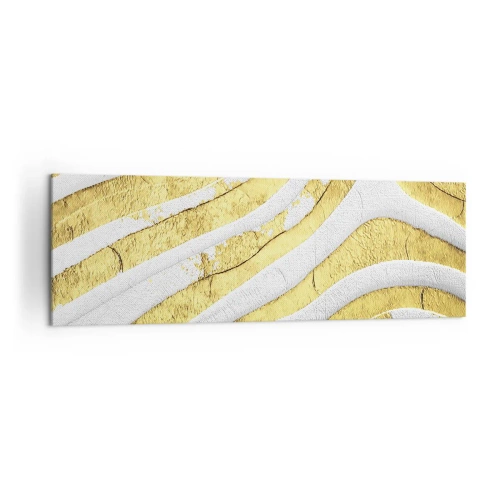 Tablou pe pânză - Compoziția în alb și auriu - 160x50 cm