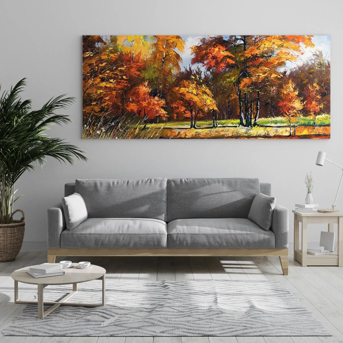 Tablou pe sticlă - Peisaj în aur și bronz - 90x30 cm