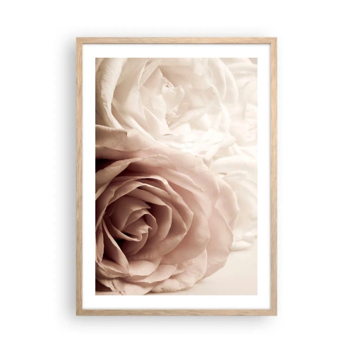 Poster în ramă de stejar deschis - În inima unui trandafir - 50x70 cm