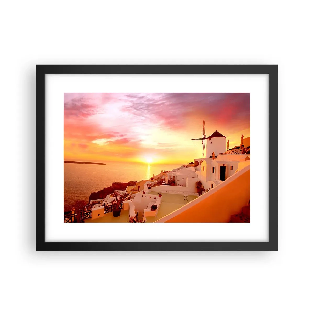 Poster în ramă neagră - Dizolvându-se în alb și auriu - 40x30 cm