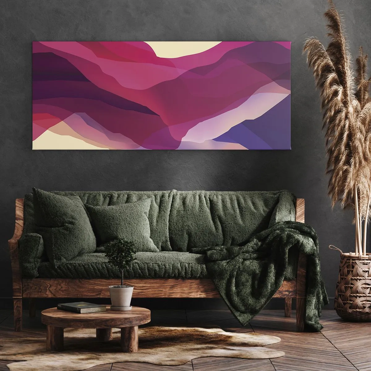 Tablou pe pânză - Valuri de violet - 100x40 cm