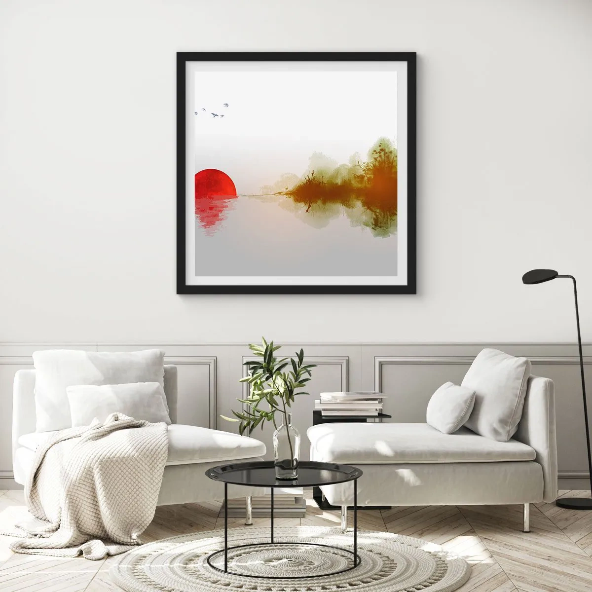 Poster în ramă neagră - Promisiune de liniște - 30x30 cm