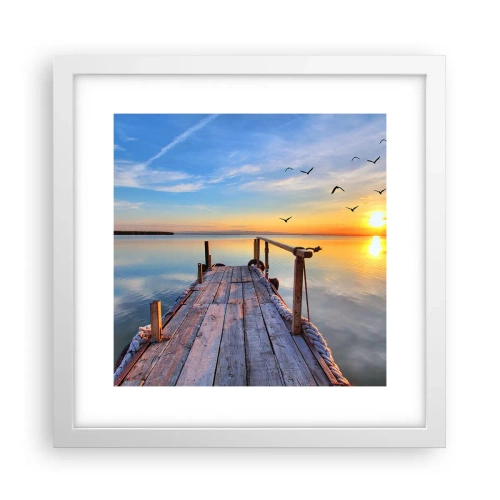 Poster în ramă albă - Mergând înainte spre soare - 30x30 cm