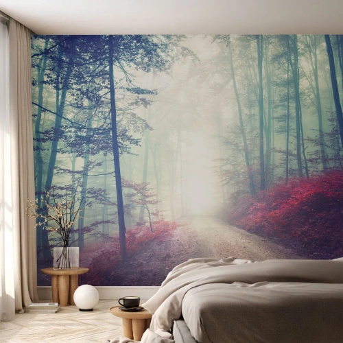 Tapet Premium Sand - Ce bine e să te trezești în zori de ziuă - Peisaj, pădure, Drum forestier - 250x175 cm