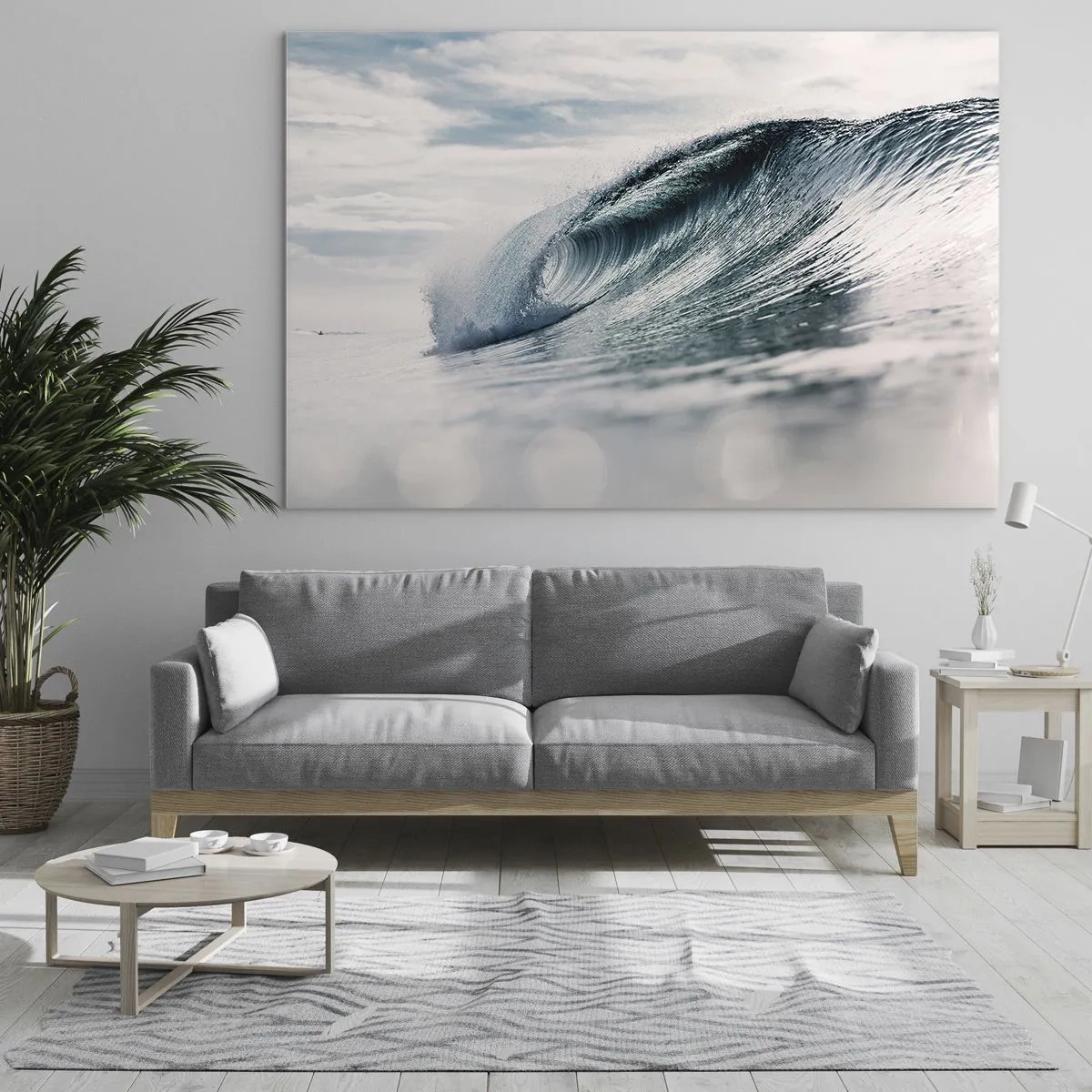 Tablou pe sticlă - Un val oceanic puternic în razele soarelui - 70x50cm - Summitul apei - Decorațiune modernă pentru perete pentru living și dormitor ARTTOR