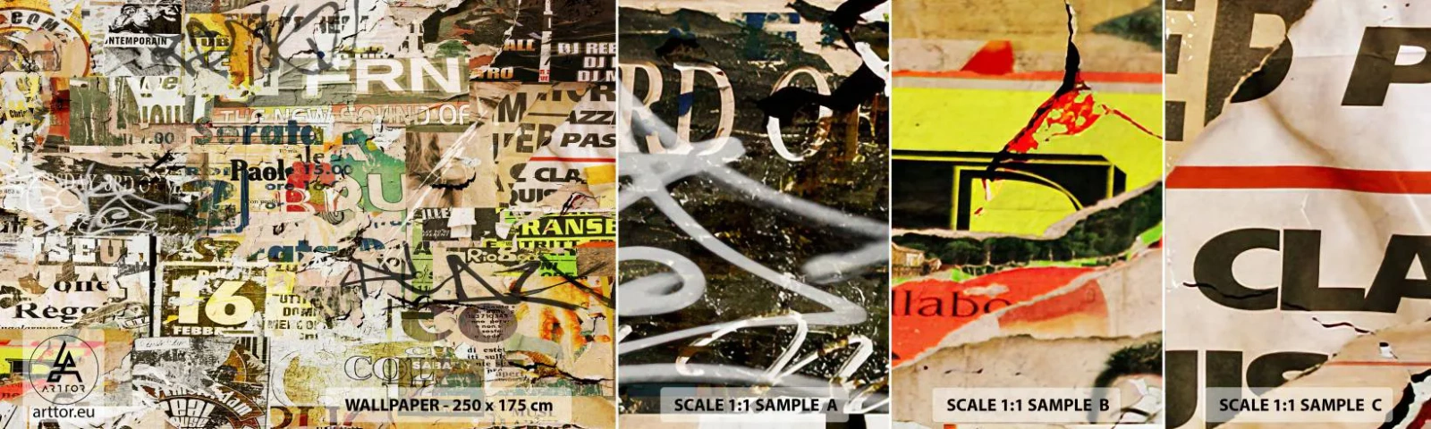 Mostră de Tapet Standard Eco - Oh, se întâmplă... - Graffiti, mural, Bucată - 100x30 cm