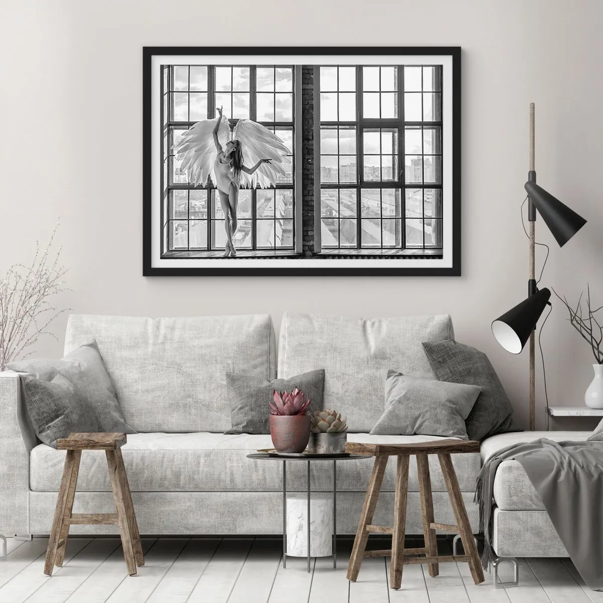 Poster în ramă neagră - Orașul îngerilor dansatori? - 40x30 cm