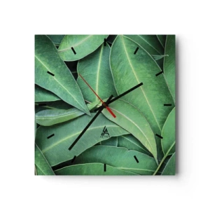 Ceas de perete - Ceas pe sticlă - Suculente și proaspete - 40x40 cm